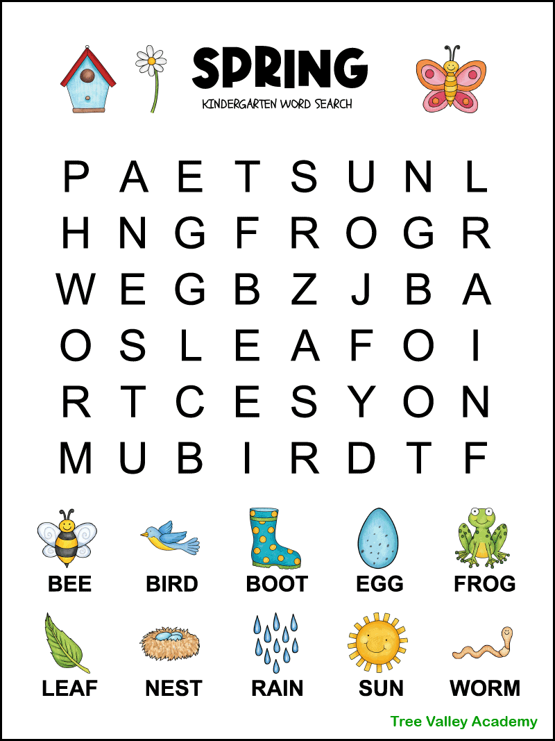 kids word search printable