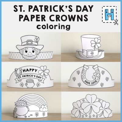 St Patrick s Day Paper Hats Leprechaun Shamrock Printable Paper Coloring Craft Activity Made By Teachers