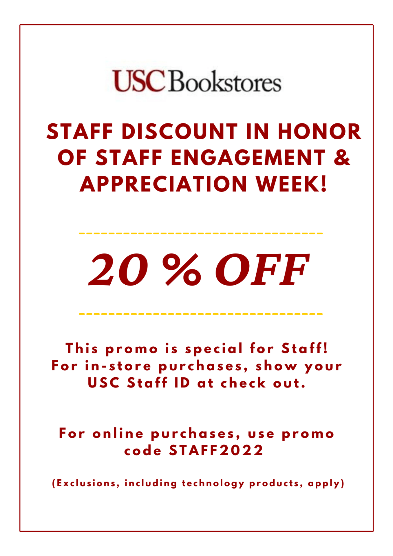 Staff Engagement Appreciation Week USC Bookstore Staff Discount USC Staff Assembly Staff Engagement Appreciation Week USC Bookstore Staff Discount USC Staff Assembly