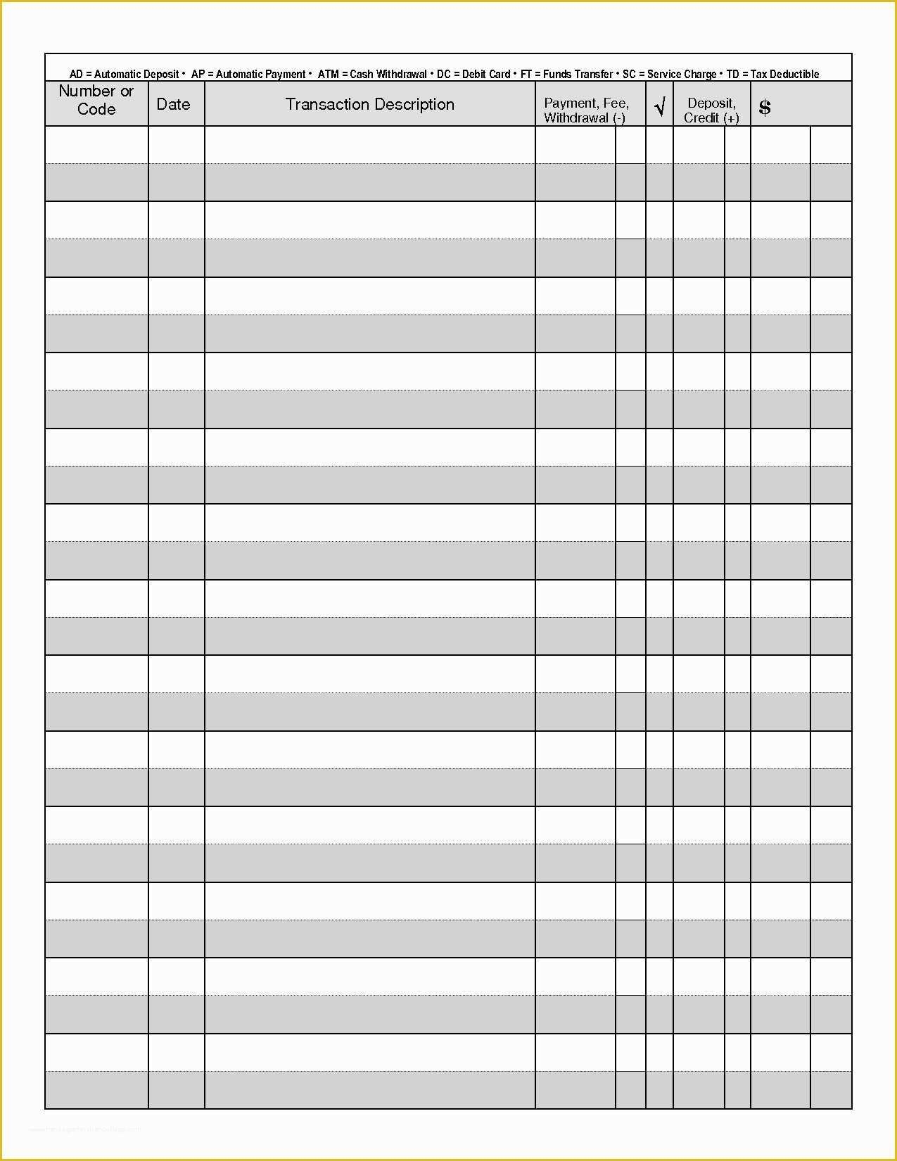 free printable check registers