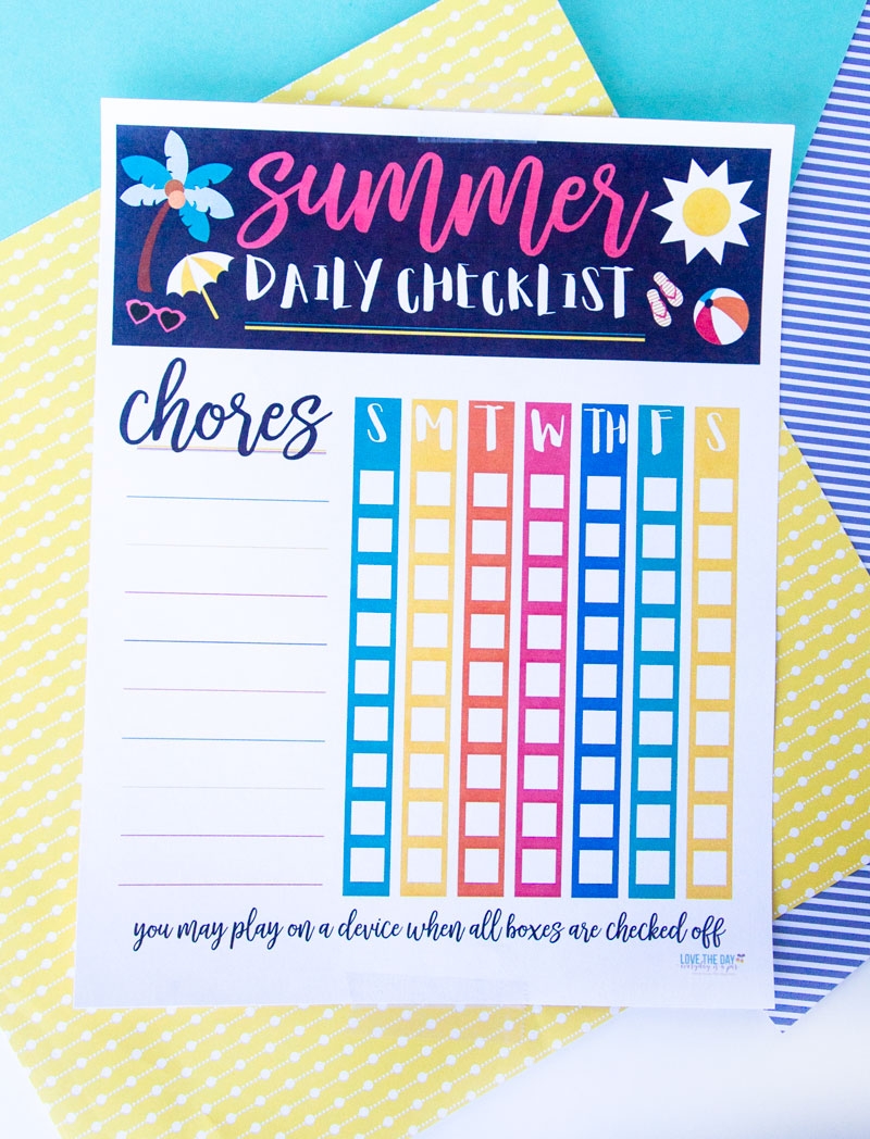 free printable summer chore chart free printable summer chore chart