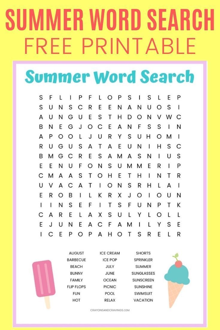 printable summer word search