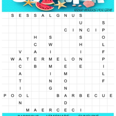 Summer Word Search Printable Free Word Search Answer Key