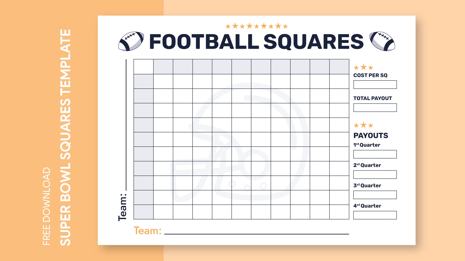 Super Bowl 100 Squares Free Google Docs Template Gdoc io