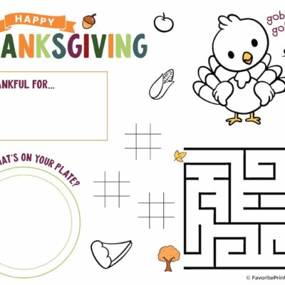 Thanksgiving Activity Sheet Printable For Kids Favorite Printables
