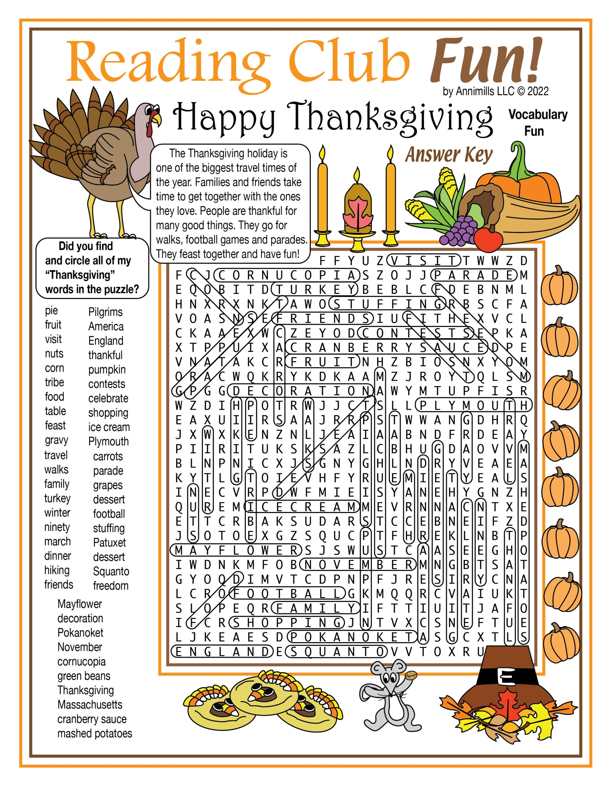 thanksgiving word search printable