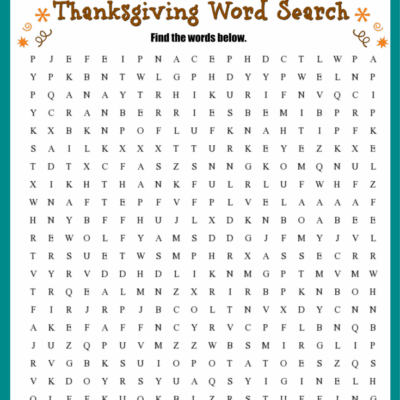 Thanksgiving Word Search FREE Printable