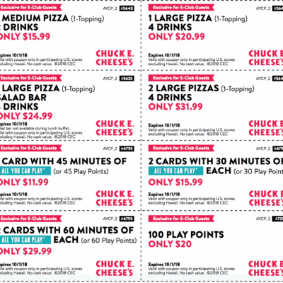 The Best Chuck E Cheese Coupons 2024 And Free Tokens Tickets Worksheets Library