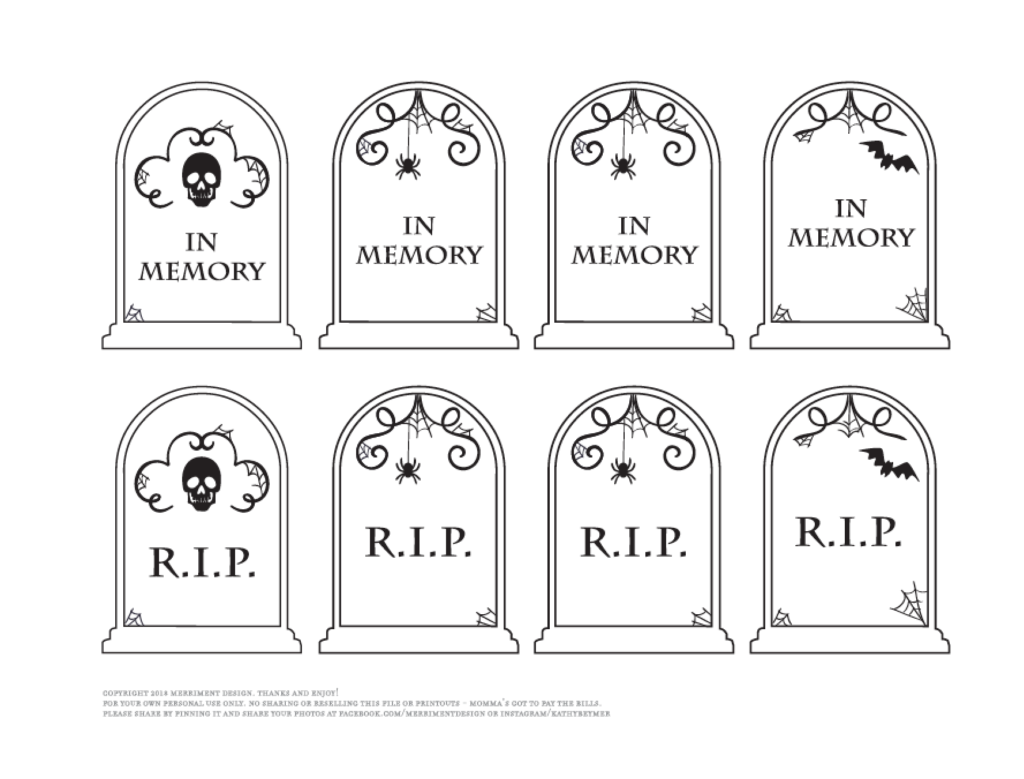 Tombstone Printable Halloween Cupcake Toppers Merriment Design