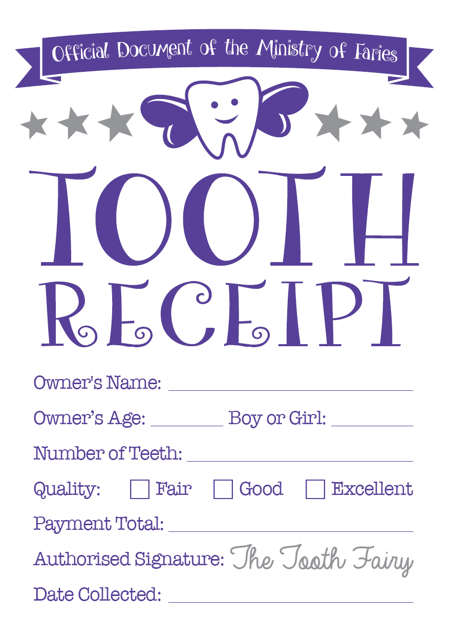 Tooth Fairy Certificate Tooth Receipt Free Printables Tooth Fairy Certificate Tooth Receipt Free Printables