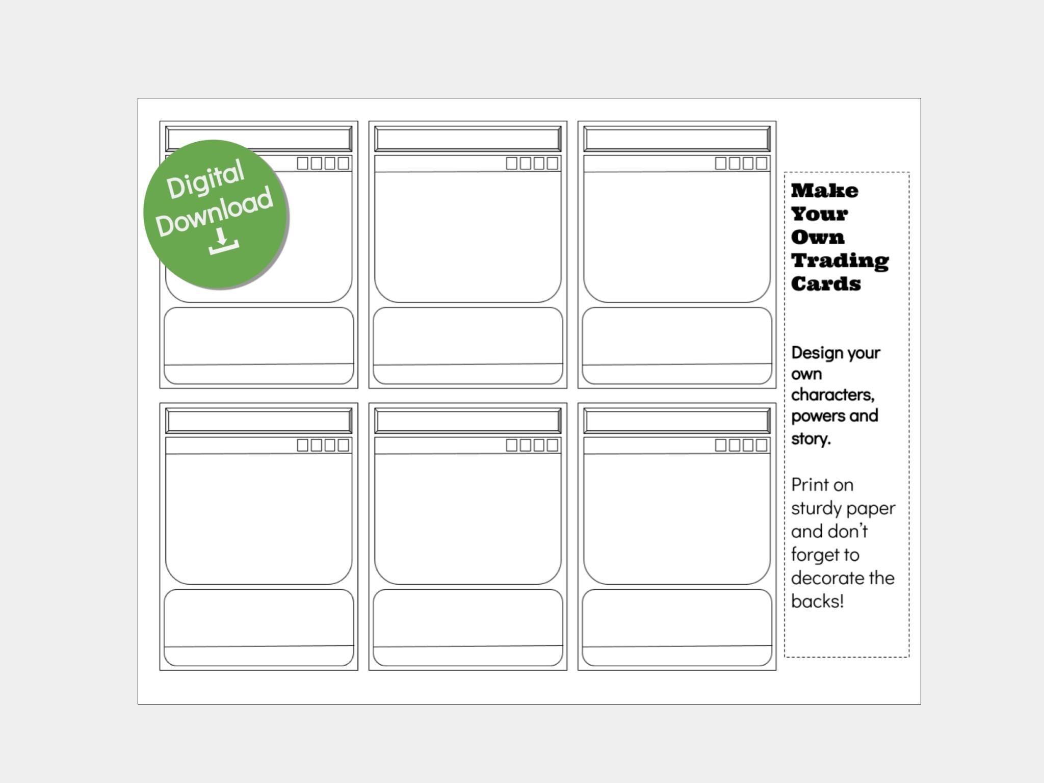Trading Card Template Make Your Own Trading Cards Trading Card Activity Make Your Own Pokeman Printable Trading Card Etsy Sweden