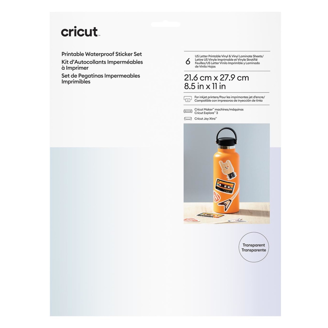 Transparent Cricut Waterproof Sticker Set 6 Sheets