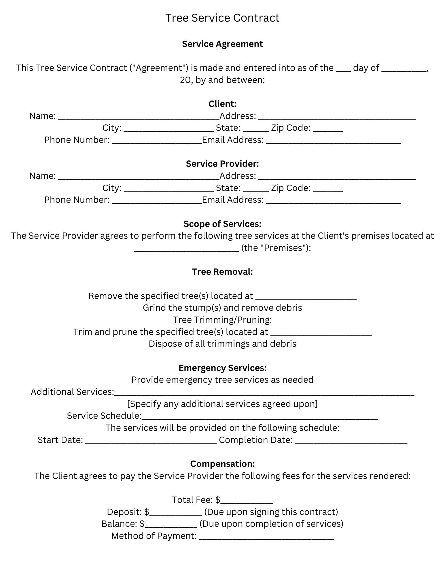Tree Service Contract Agreement template Download Etsy Tree Service Contract Agreement template Download Etsy