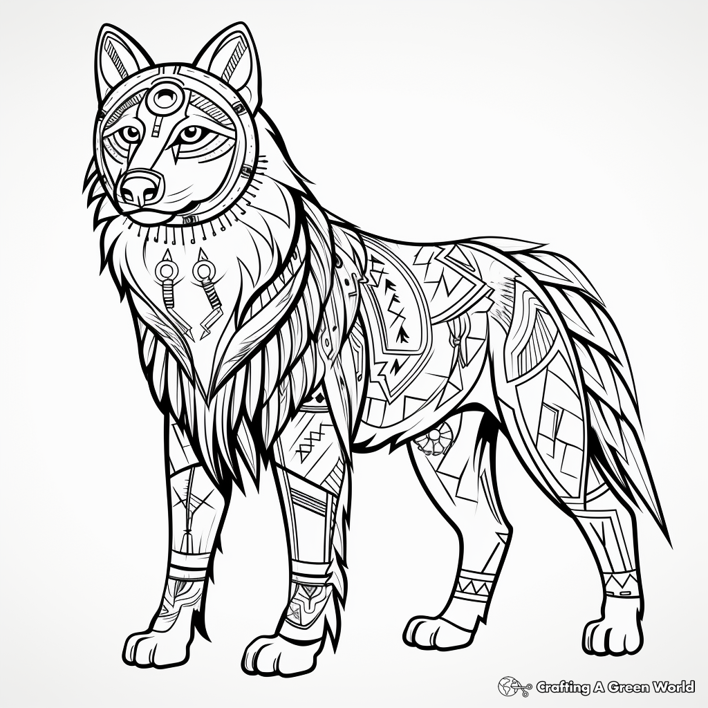 Tribal Inspired Design Wolf Coloring Pages Free Printable 
