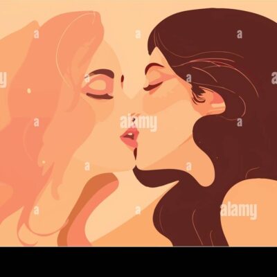 Two Girls Kissing Romantic Lesbian Love Cartoon Vector Drawing Of Homosexual Lovers Minimal Flat Stock Vector Image Art Alamy