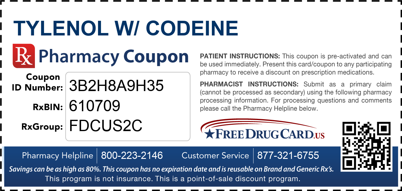 Tylenol W Codeine Coupon Free Prescription Savings At Pharmacies Nationwide