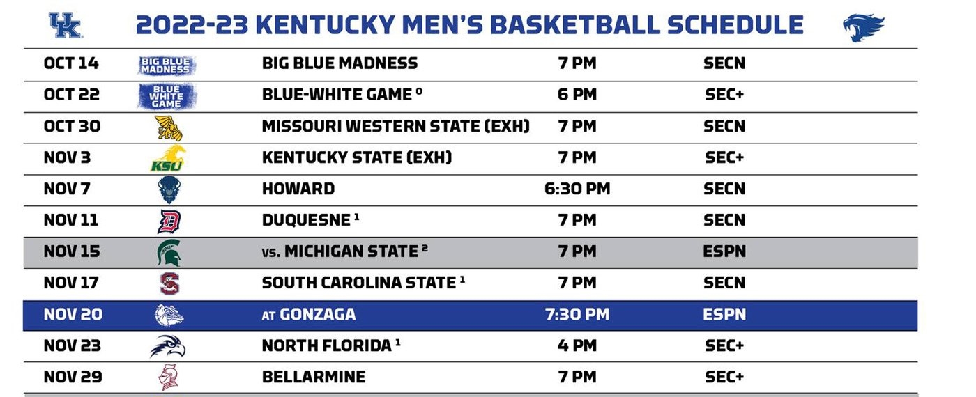 UK Releases 2022 23 Men s Basketball Schedule SPORTS VIEW AMERICA Your Leader In Sports Coverage Across The Region 