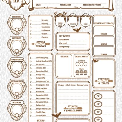 Ultimate Dnd Character Sheet PDF Printable Dungeons And Dragons 5e Sheet For Tabletop RPG Etsy