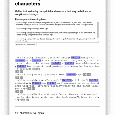 View non printable characters Qreativbox