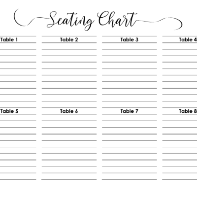 Wedding Seating Chart Typeable PDF Word Excel