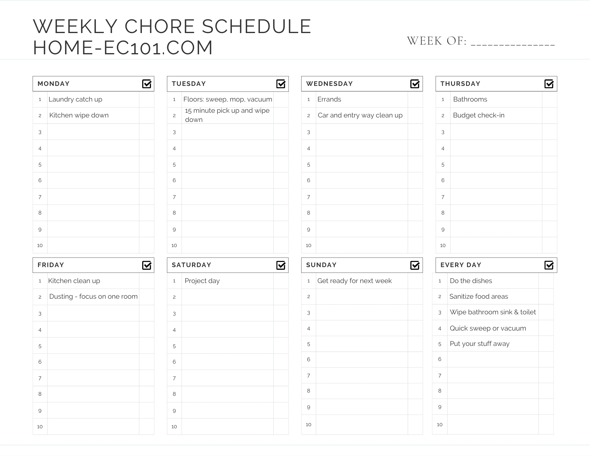 weekly printable chore chart weekly printable chore chart