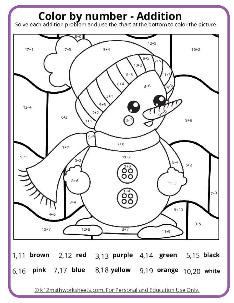 color by number printables free