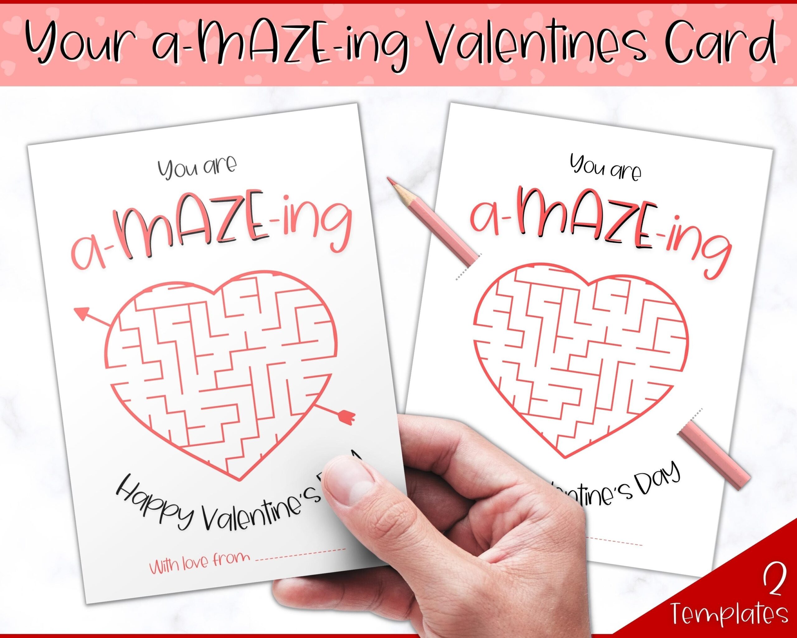 You re Amazing Valentine Card Printable Valentines Day Gift Maze Pencil Holder Non Candy Heart Kids DIY School Classroom Teacher Puzzle Etsy