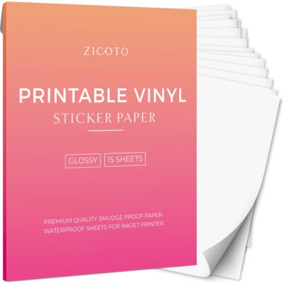 ZICOTO Premium Printable Vinyl Sticker Paper Glossy White 8 5 X 11 Inch She EBay