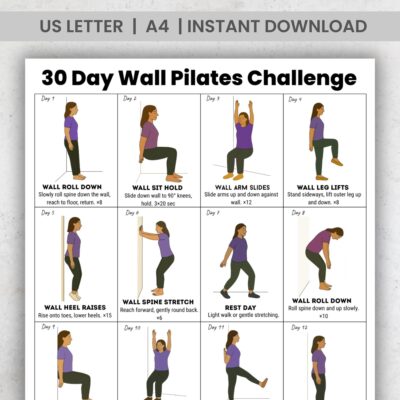 30 Day Wall Pilates Challenge Printable PDF Gentle Daily Wall Exercises Chart For Home Workout Beginner Friendly Instant Download Etsy Israel