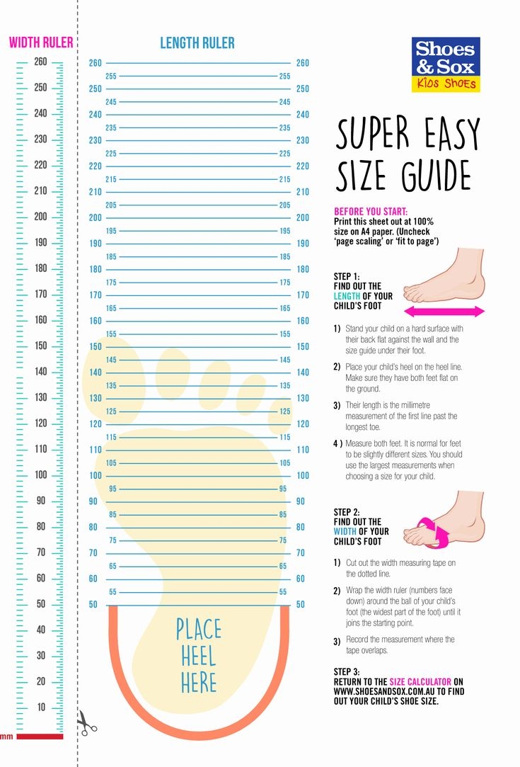 shoe size chart printable