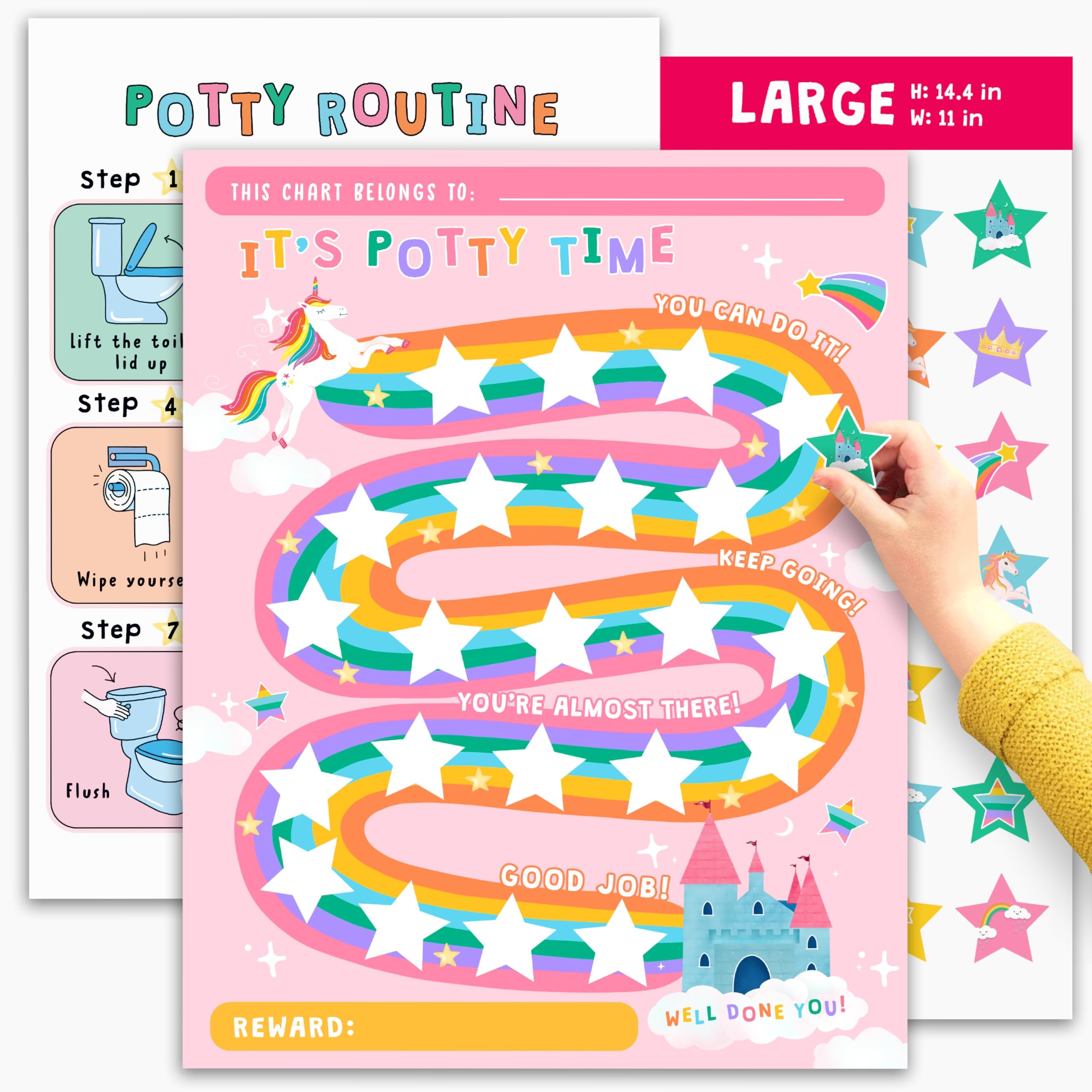 Amazon Potty Training Reward Chart For Kids Unicorns Castles X 10 Pcs Potty Training Chart For Girls Routine Calendar Sticker Board Train To Poop Toddler
