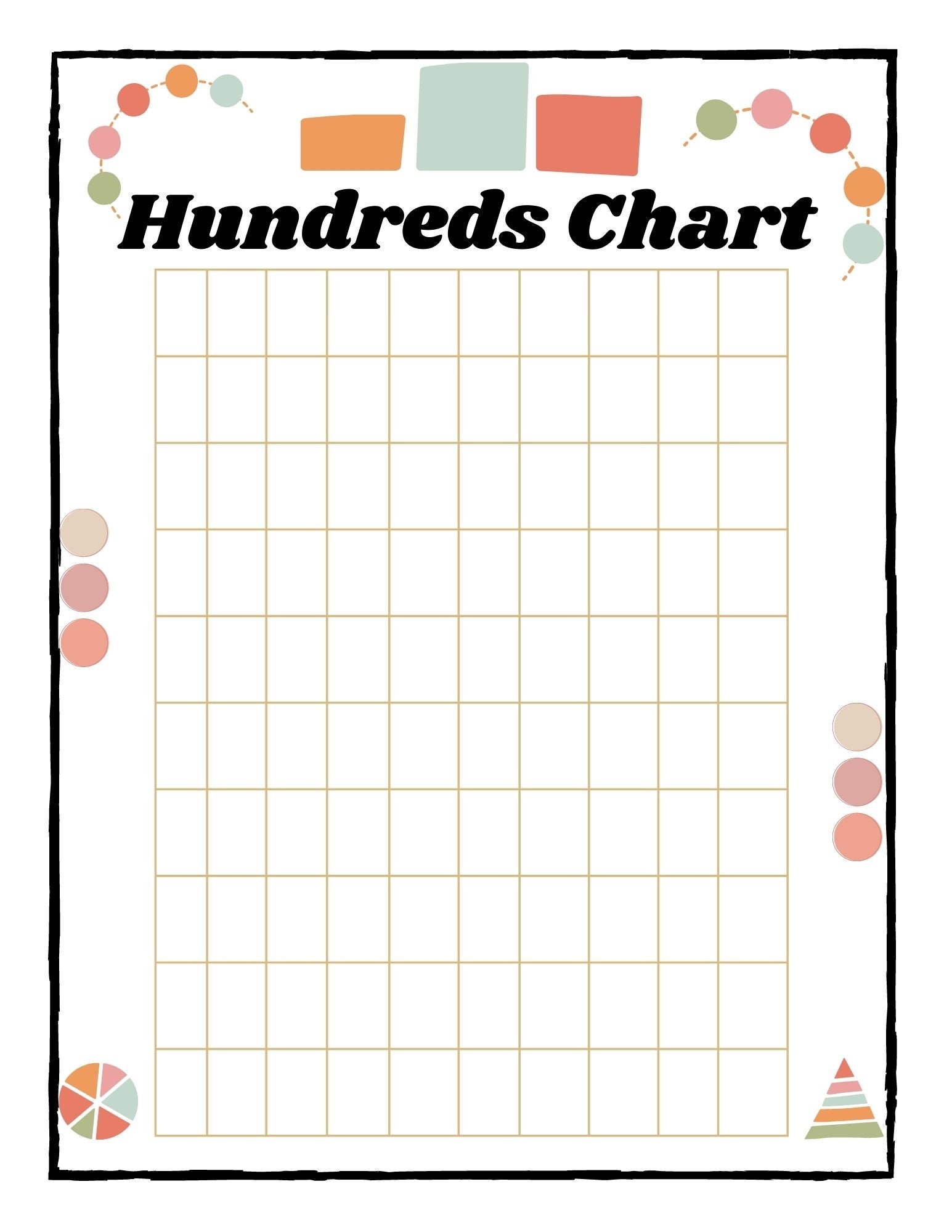 Blank Hundreds Chart Math digital Printable Etsy Hong Kong