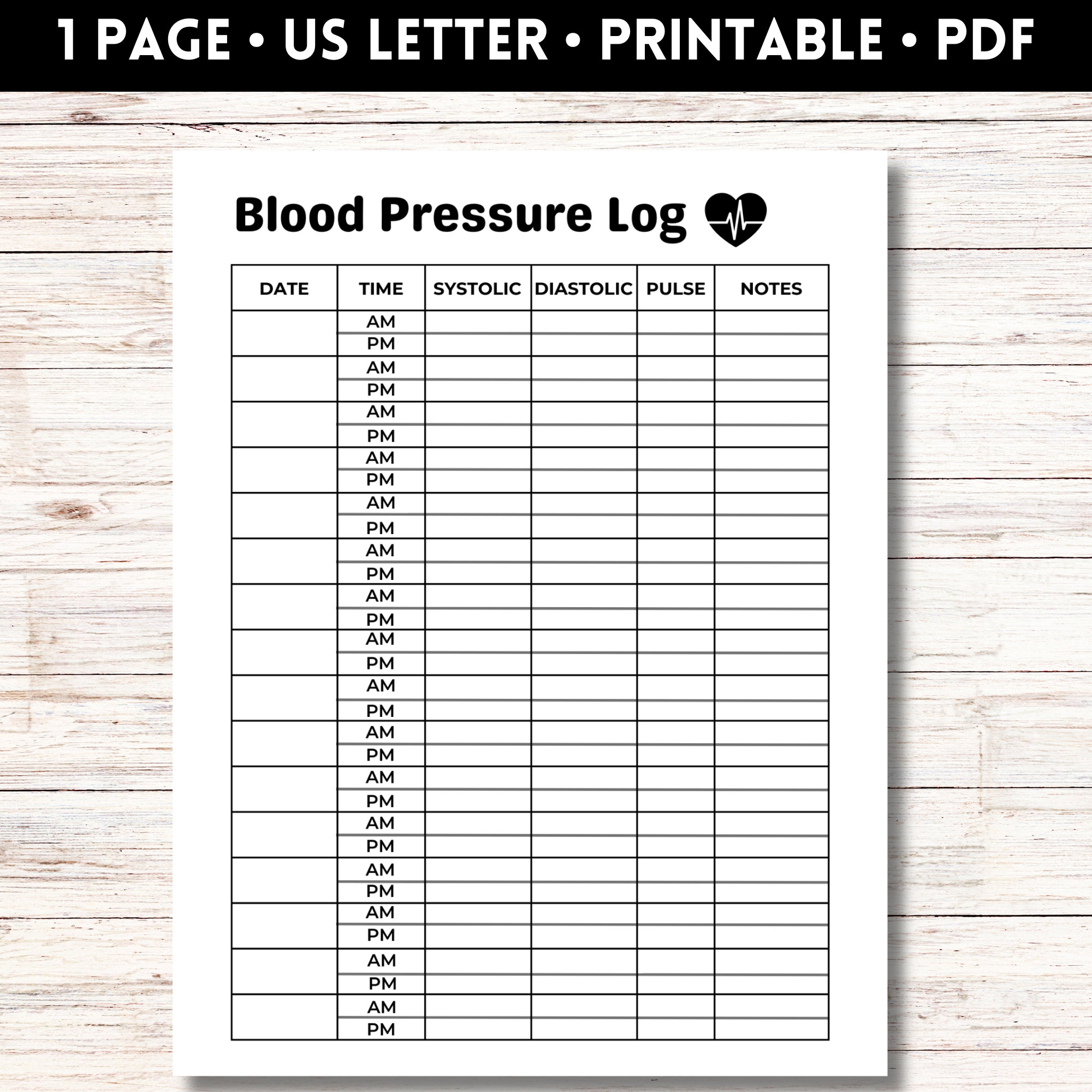 blood pressure log chart printable