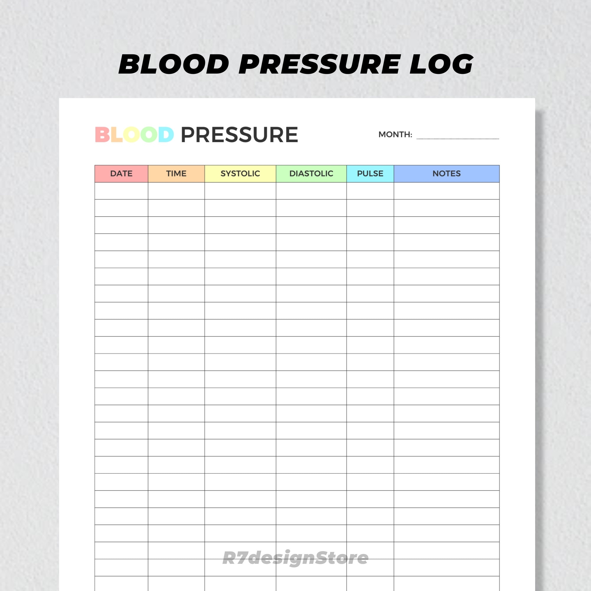 Blood Pressure Log Tracker Printable High Blood Pressure Record Journal Medical Chart Heart Rate Tracking Daily Hypertension BP Check Etsy