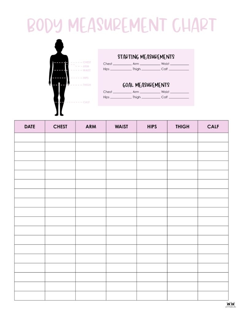Body Measurement Charts FREE Printables Printabulls Body Measurement Charts FREE Printables Printabulls