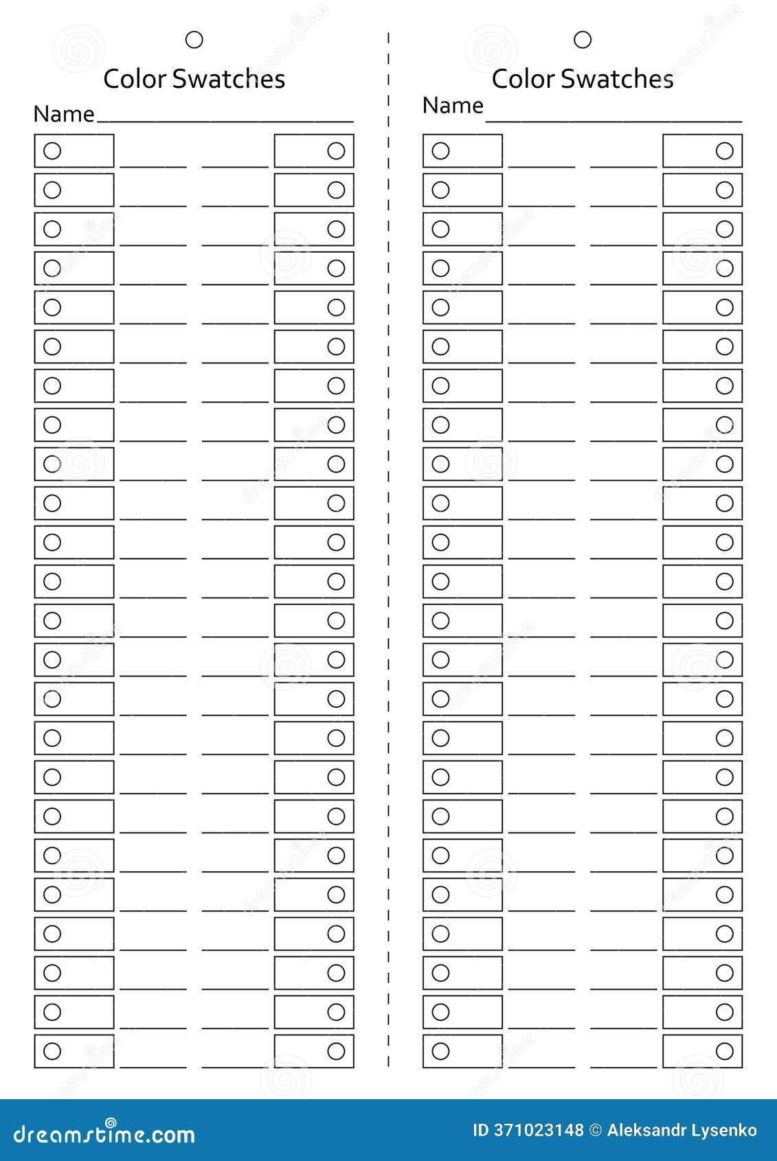 free printable blank color swatch chart