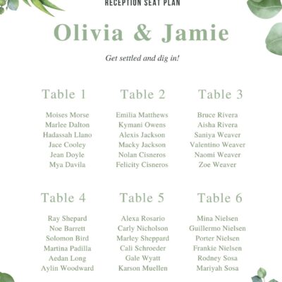 Free Custom Printable Wedding Seating Chart Templates Canva