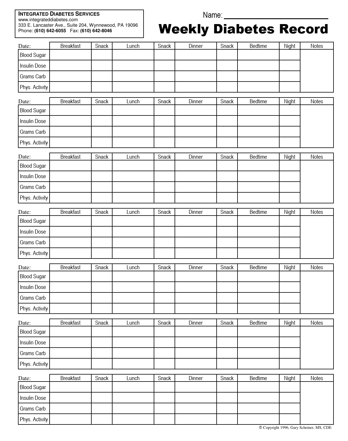 blood sugar chart printable