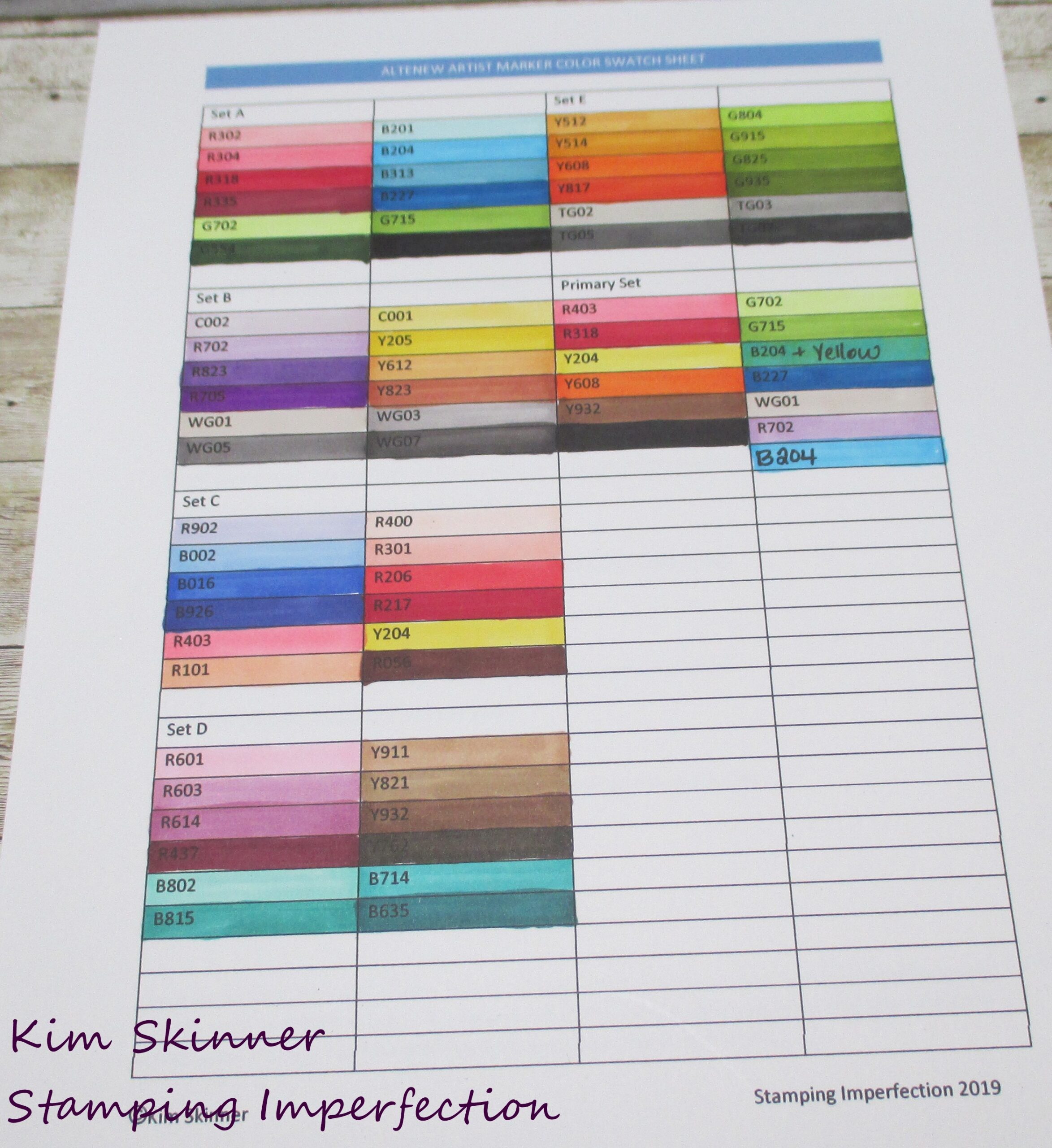 printable marker color chart