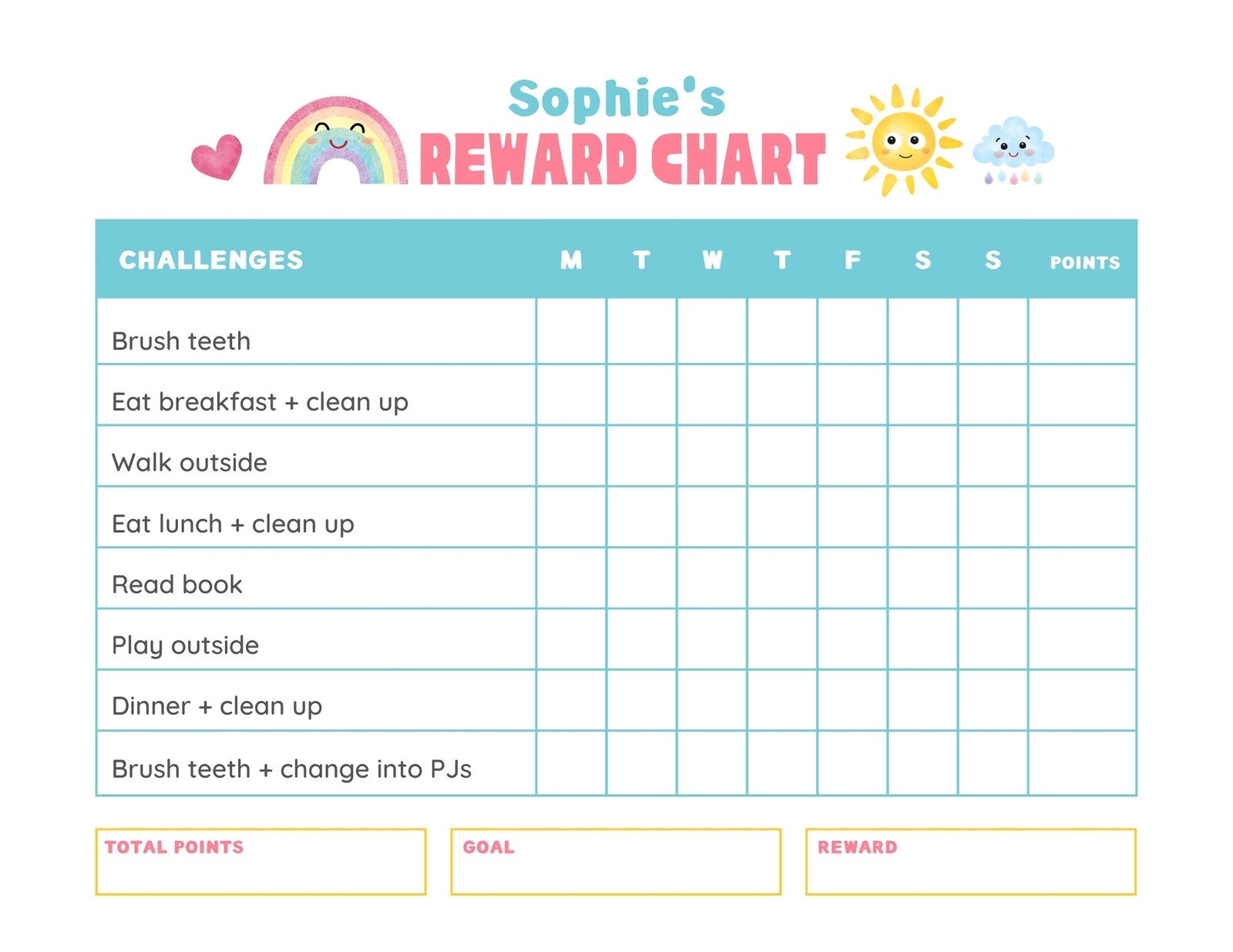 reward chart printable pdf