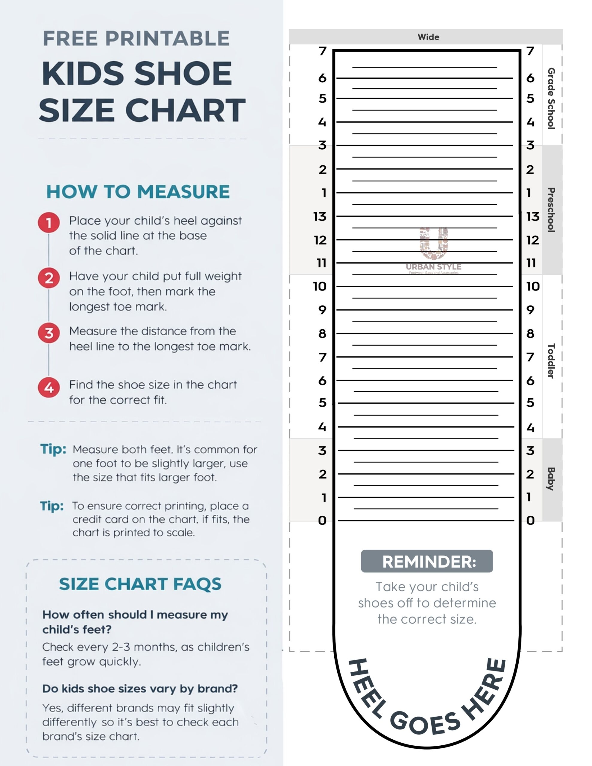 printable foot sizing chart