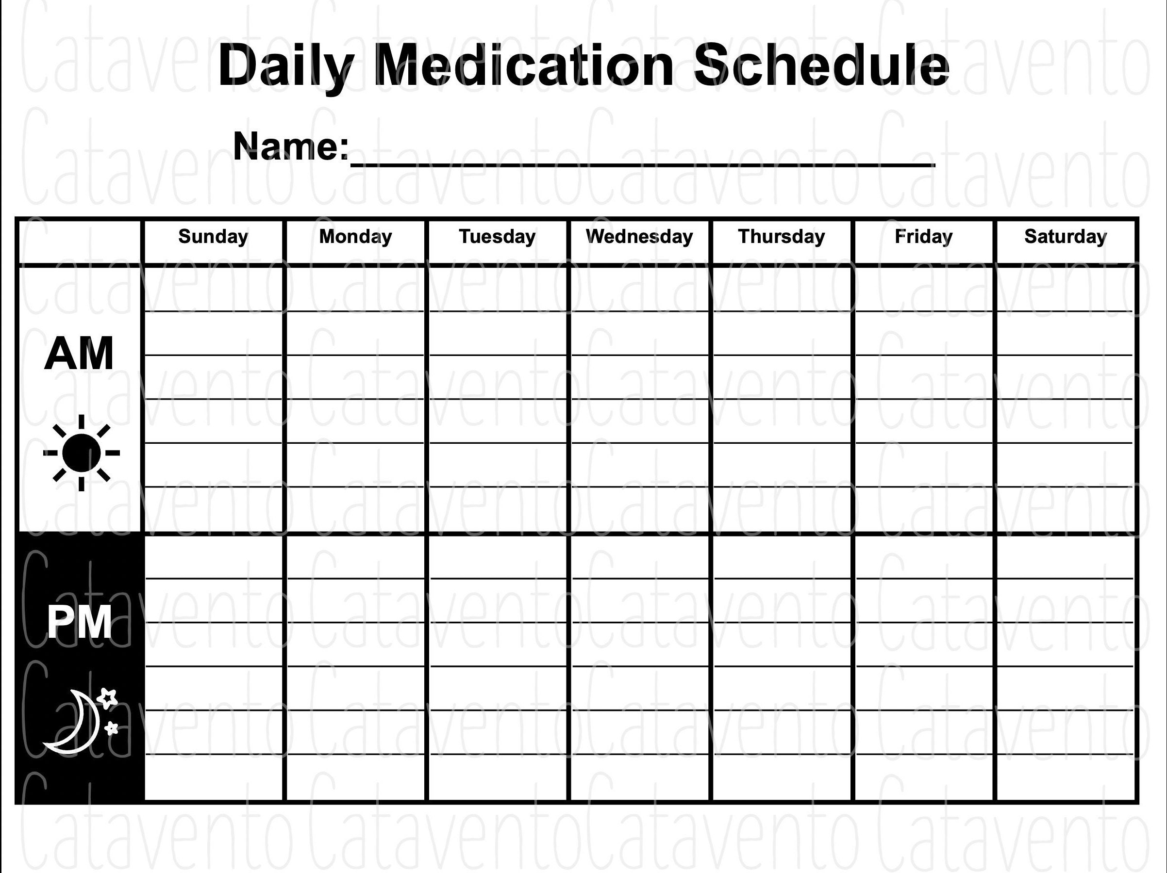 home use printable medication chart