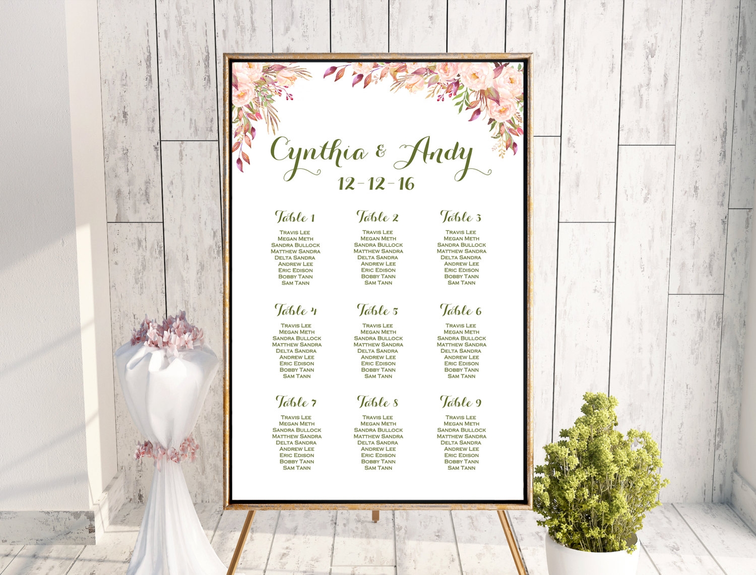 printable wedding seating chart