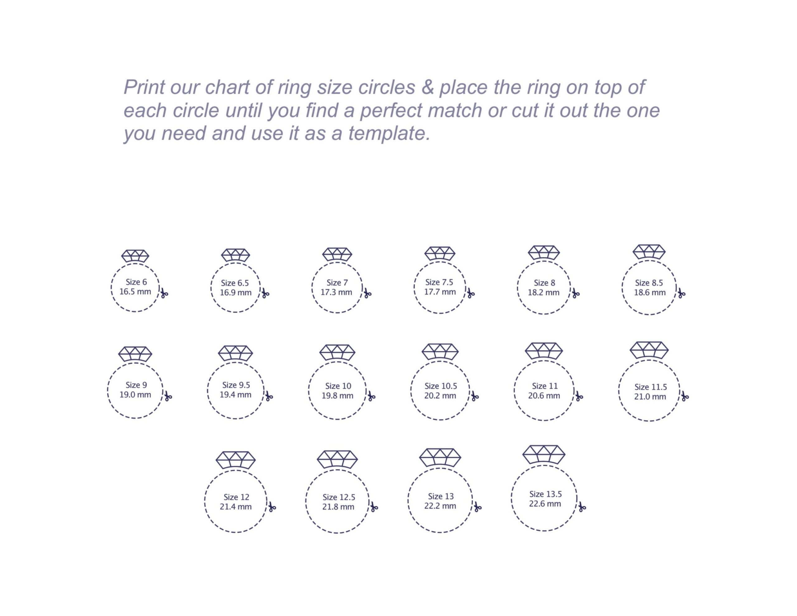 Printable Ring Size Chart International Conversion Guide digital Download Etsy