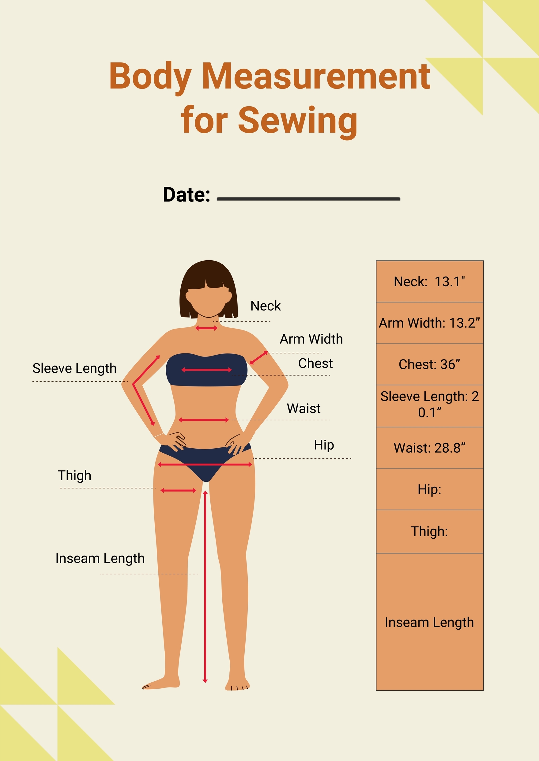 printable body measurement chart printable body measurement chart