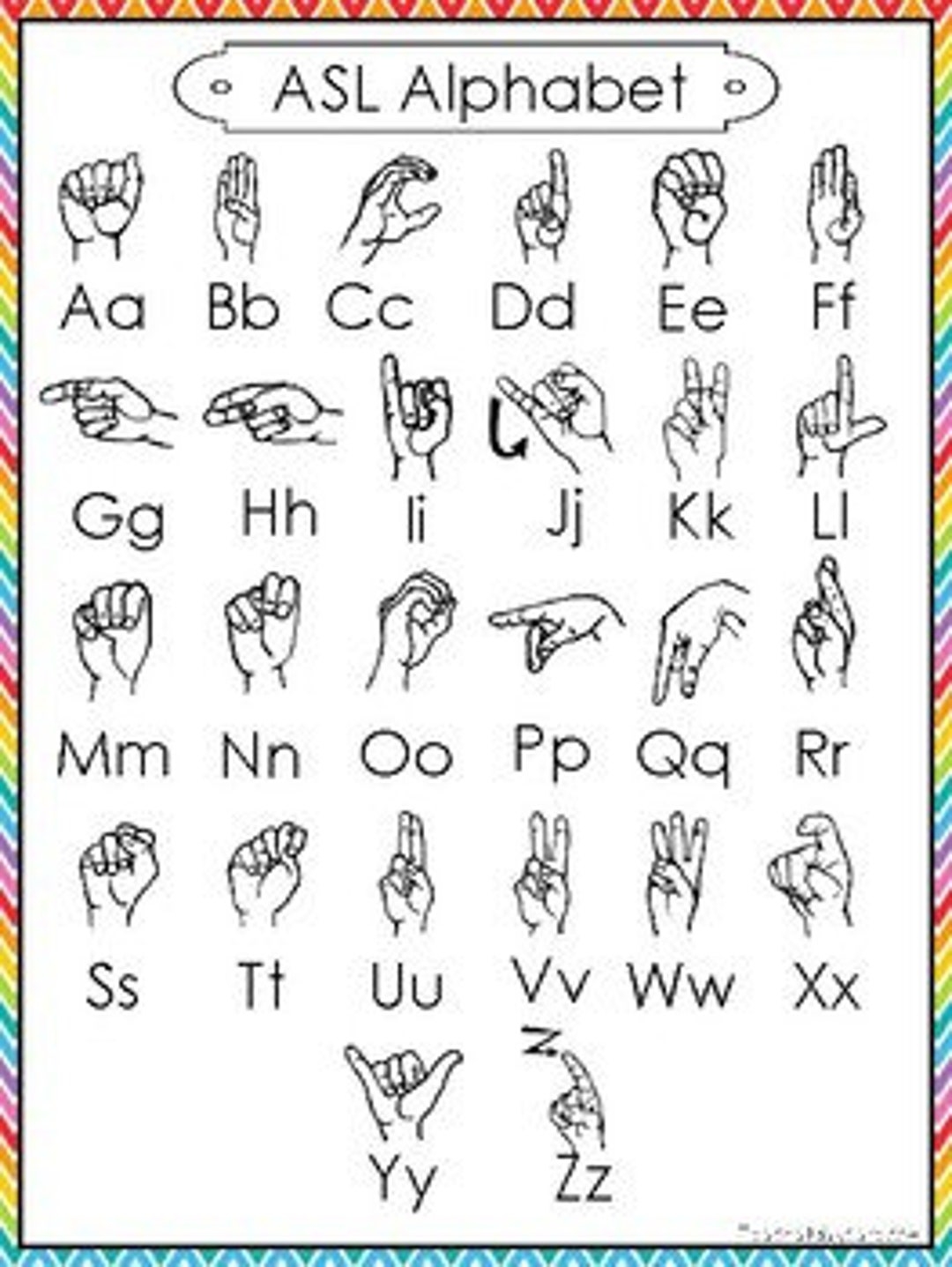 Single Printable Rainbow Border ASL Alphabet Reference Poster Prints 8 5 X 11 Inches Etsy Single Printable Rainbow Border ASL Alphabet Reference Poster Prints 8 5 X 11 Inches Etsy
